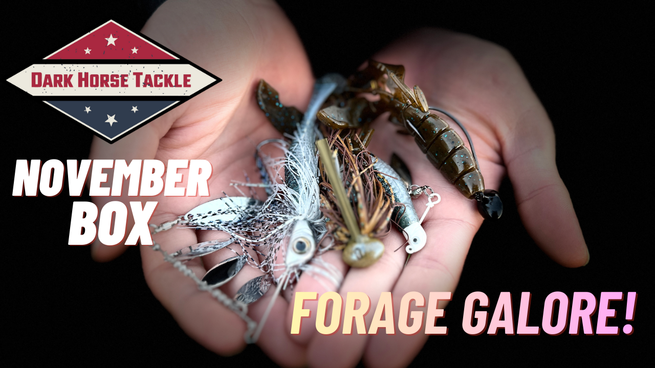 Load video: Dark Horse Tackle October Box with Explanations and Tips
