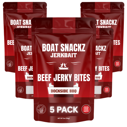 Beef Jerky Bites - Dockside BBQ (5 Pack) - High Protein Snack for Anglers